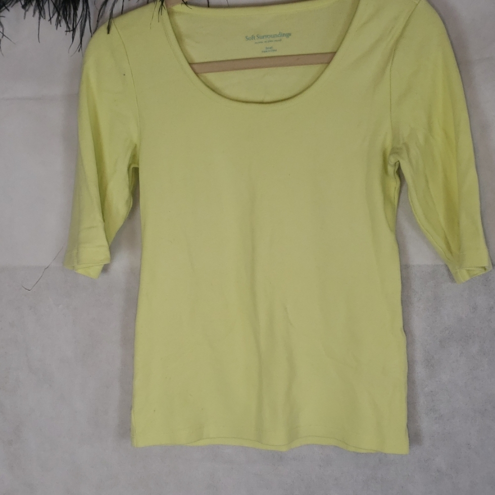 SOFT SURROUNDINGS ribbed neon yellow tshirt small